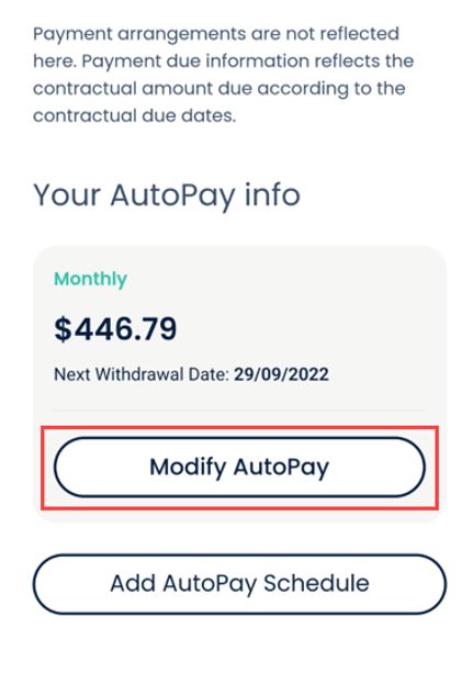 Modify autopay