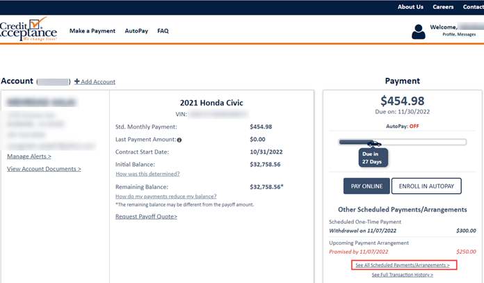 view payment arrangements