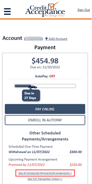 view payment arrangements