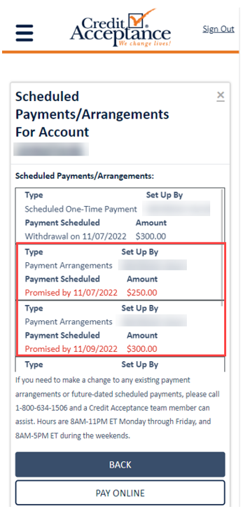 view payment arrangements