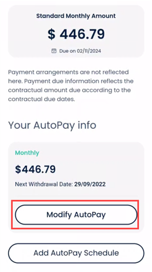 Auto pay screen