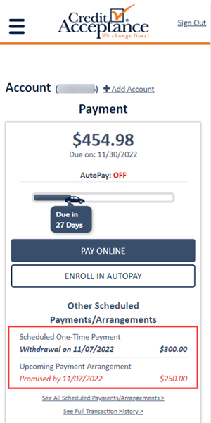 view payment arrangements