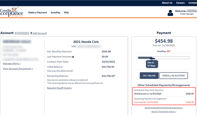 view payment arrangements