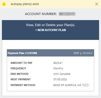 Modify autopay screen