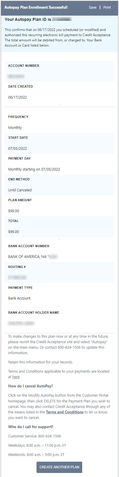 Autp pay confirm schedule screen